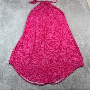 Sialei by Tanoa Samoa Halter Maxi Dress Womens 8/10 Pink Tribal Print Beach